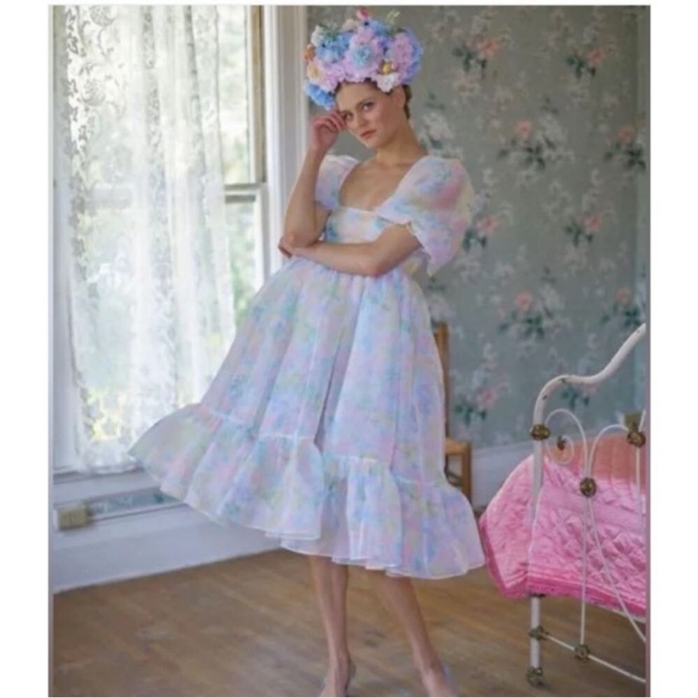SELKIE $325 NWOT The Rainbow French Puff dress M - Picture 2 of 8